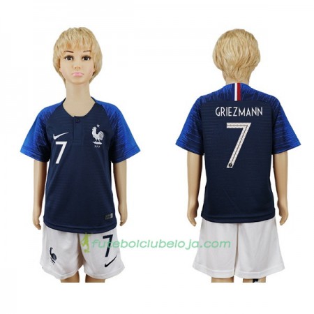 Camisola França Griezmann 7 Criança Equipamento Principal World Cup 2018 Manga Curta